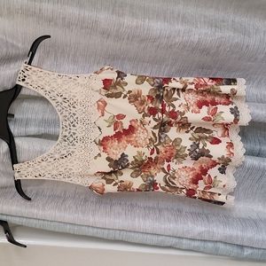 Blouse , size M. Beige with burgundy floral